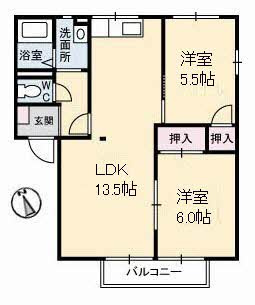 【間取り】 | サンハイツ幕山　A棟 | 2LDK