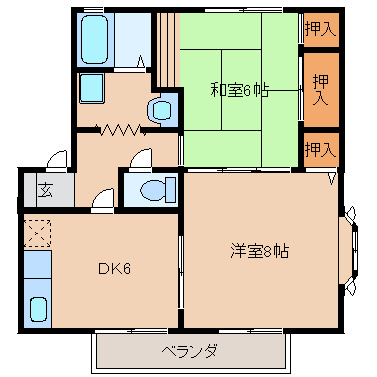アルコバレーノAの間取り|和室部分はカーペット敷きとなっております。