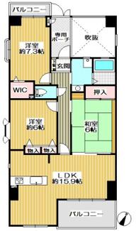 【間取り】 | エンゼルハイムリバーサイド武庫川 | 南向きの陽当たり良好な３LDKの間取りです♪新婚様からファミリー様まで幅広くおすすめの間取りです♪