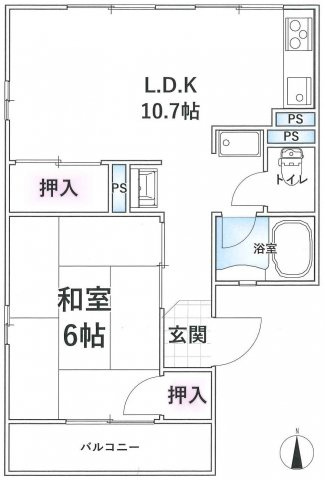 【間取り】 | ハイムカシオ | 反転タイプ