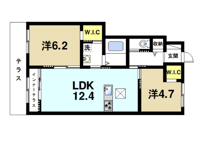 Arcareの間取り|2LDKの間取りです