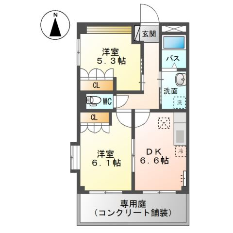 カサ　フェンテ．Ｋの間取り