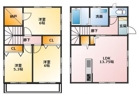 【間取り】 | 羽津町貸家 西
