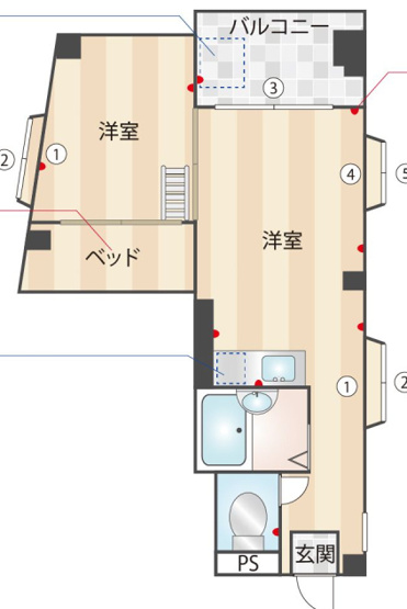 【間取り】 | マリンズ別府 | 別号室の写真になります。現況優先。