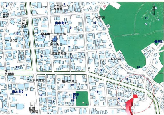 見附市嶺崎2丁目　売土地の地図