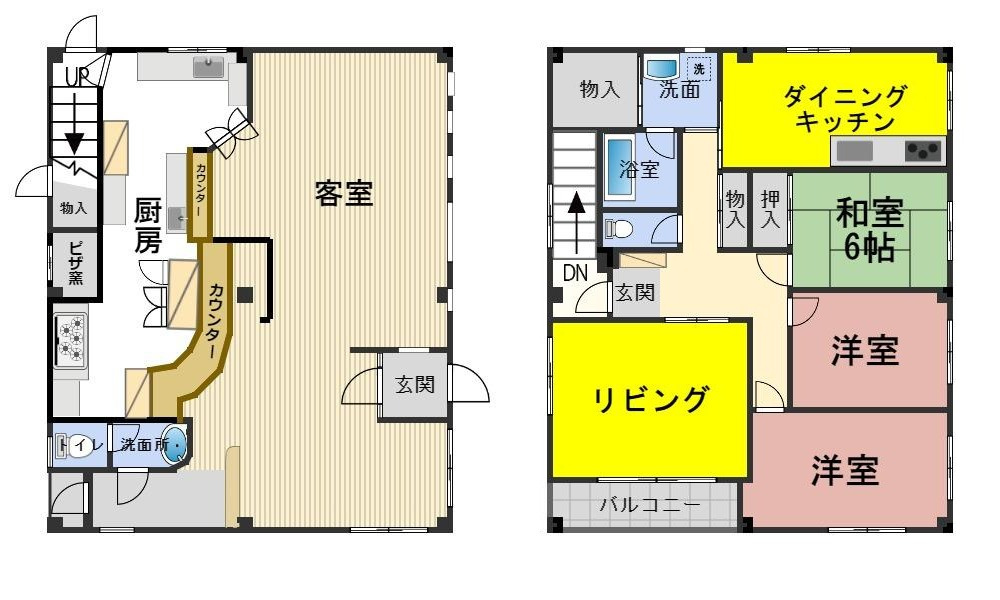 ６２６１９　本巣郡北方町平成住居付き店舗の間取り