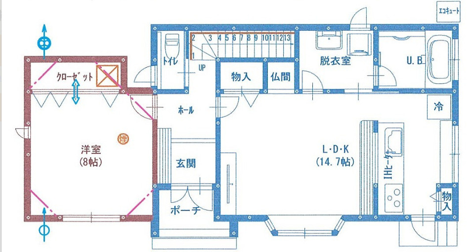 三戸郡階上町大字道仏字下桑木の地図