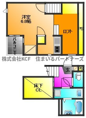 久留米市津福本町のアパートの間取り