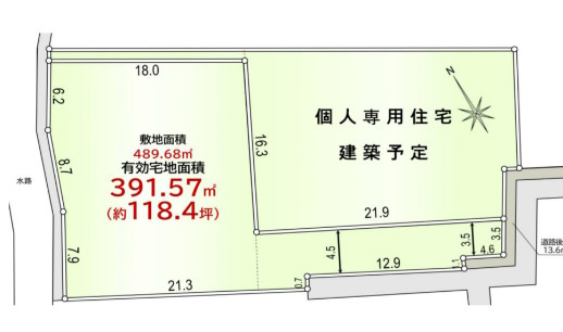 敷地面積148坪　売地　川越市大袋