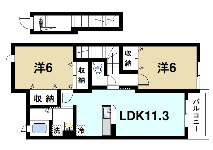 アッド　コンフォート２の間取り|2LDKです