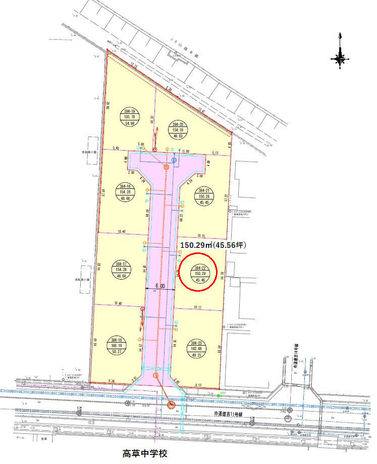 6693徳吉高草中学前分譲地の区画図
