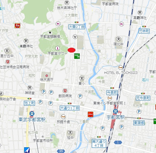 宇都宮市大曽１丁目　店舗併用住宅の地図