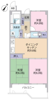 【間取り】 | 田方パークマンションA棟 | 3DK　