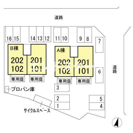 ＭＩＹＡＢＩ　Ｂの区画図|高崎、前橋、伊勢崎エリアのお部屋探しはエンドスケープまで！お客様の理想お聞かせ下さい♪