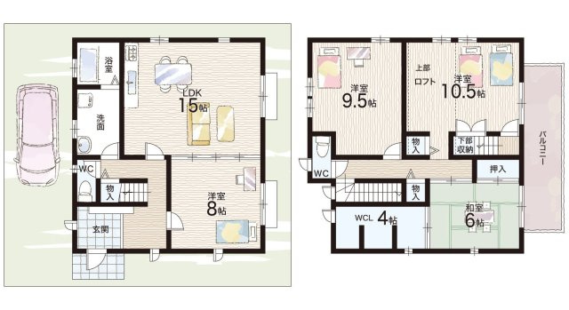 宝塚市売布山手町　中古戸建ての間取り