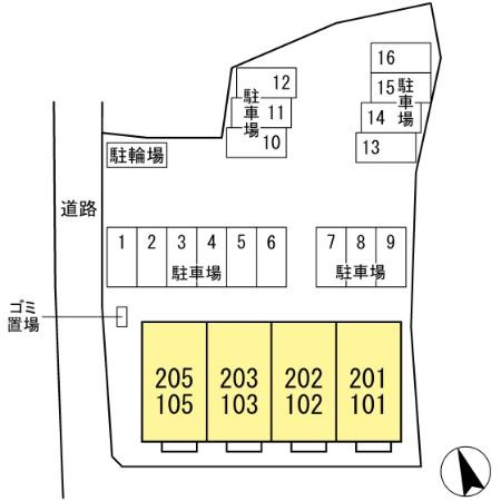 カーサソレイユⅡの駐車場