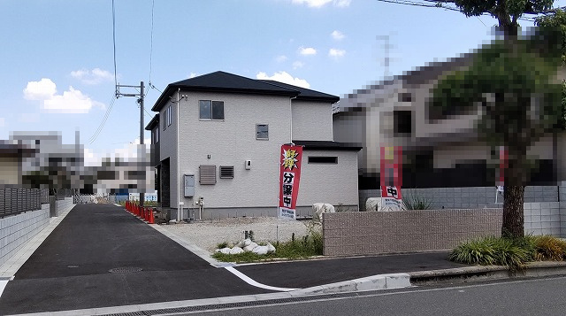 箕面市半町2　建築条件なし土地【４区画】の前面道路含む現地写真|現地（2024年8月）
