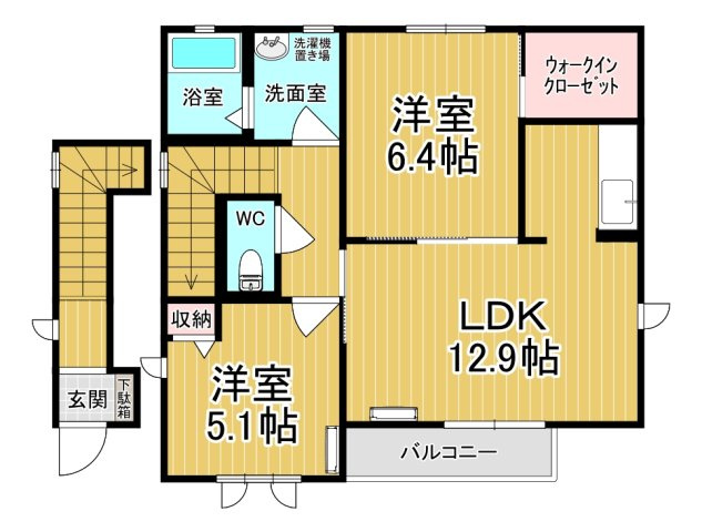 【間取り】 | ヴィヴァーチェF | 日当たり良好☆オール洋間です♪
