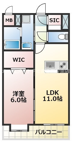 熊本市中央区九品寺６丁目の賃貸マンションの間取り