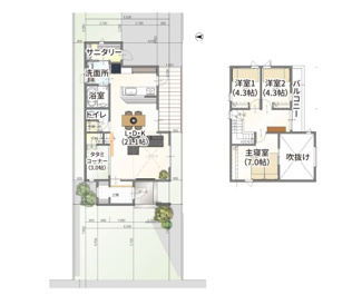 【参考プラン】 | 京田辺市田辺勇田　A号地　売土地　建築条件付き | 自由設計になりますので設計士と直接お話していただきオンリーワンのおうちづくりが可能です！需要の多いランドリールームも実現可能です。一緒に楽しくお家づくりをしていきましょう！