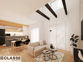 【完成予想図】 | 京田辺市田辺勇田　A号地　売土地　建築条件付き | 弊社標準仕様（アトリエスタイルハウス仕様）では、耐震等級3相当が標準です。間取りにもよりますので、設計士に確認しながら、ご希望の間取りとの兼ね合いで考えていきましょう。