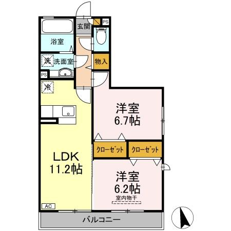コーポスカイGの間取り|2LDKの間取り