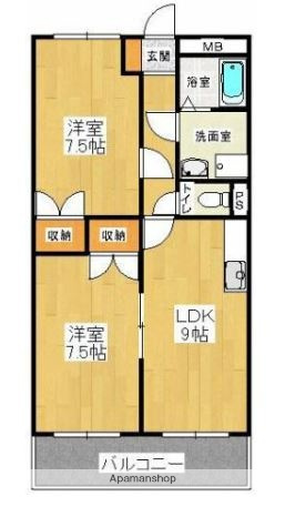 ハイネスコーポの間取り|２LDKの間取りです