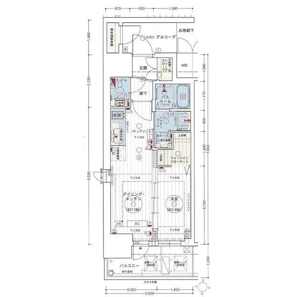 エステムコート名古屋新栄Ⅱアリーナの間取り