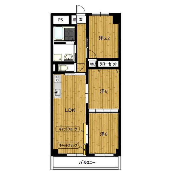 岩倉市本町神明西の賃貸マンションの間取り