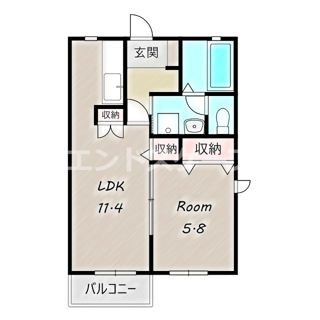 ツインバード　Ｂの間取り|高崎、前橋、伊勢崎エリアのお部屋探しはエンドスケープまで！お客様の理想お聞かせ下さい♪