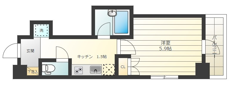 レジディア文京湯島Ⅱの間取り|1K