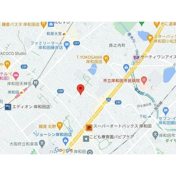 岸和田市別所町３丁目の一戸建ての地図