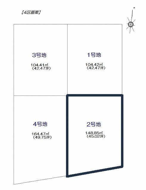 高知市一ツ橋2丁目-2号地・建築条件付き-売土地の区画図|2号地 2024.3月：現況