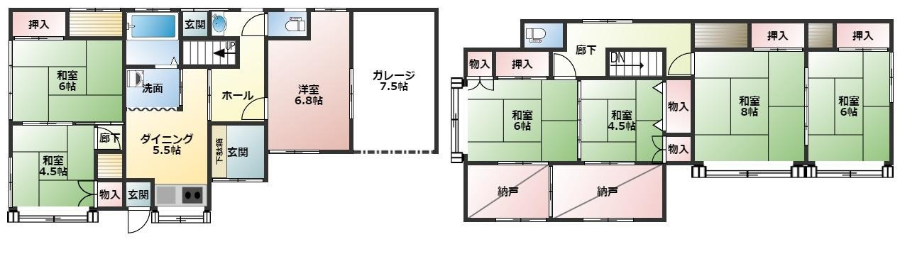 館山市八幡　中古戸建の間取り