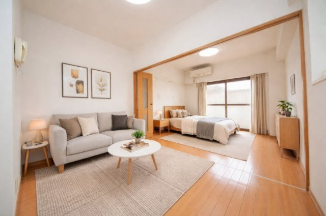 オーク高横須賀の居間・リビング|※CG画像によるバーチャルステージングです。
画像に付帯する家具家電は付きません。