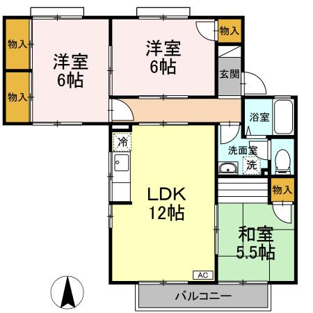 【間取り】 | エスポワール３４　F棟