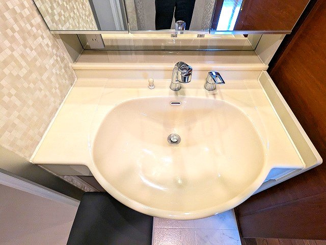 コスモ上野ロイヤルフォルムの設備|収納式の椅子、ヘルスメーターストック付き、三面鏡付、ハンドシャワー付きトイレと独立した洗面室