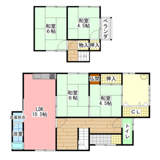 【間取り】 | 宇部市五十目山町 中古2階建（5LDK） | シンプルな間取りとなっております。