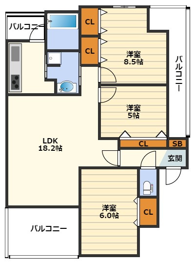 ユニアルス扇町公園の間取り
