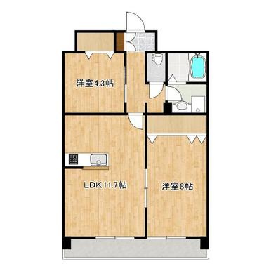 熊本市東区花立６丁目の賃貸マンションの間取り