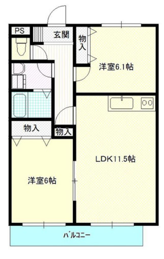 姫路市飾磨区清水１丁目のハイツの間取り