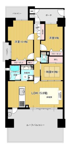 ピアッツァコート八木駅前の間取り|3LDKの南西角住戸