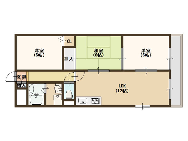 【間取り】 | ヴィラスリースター住之江