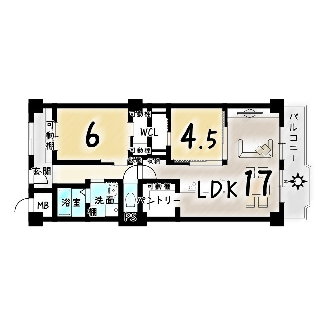 イトーピア向日マンションB棟の間取り