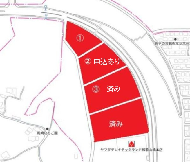 橋本市あやの台1丁目　1号地の区画図