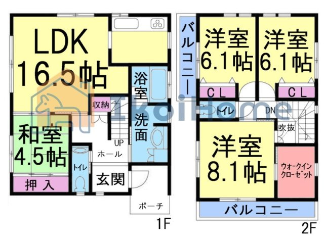 神戸市西区月が丘1丁目　中古戸建　リフォーム済の間取り|リフォーム内容は洗面台・給湯器・トイレ・キッチン・お風呂新調、クロス・CF張替、ハウスクリーニング等