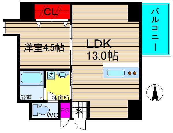 サンライズ難波の間取り