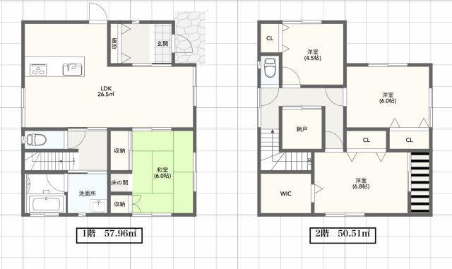 宇部市上宇部中古住宅の間取り