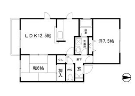 姫路市玉手のハイツの間取り