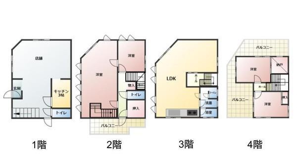 和歌山市小雑賀店舗付き住宅　の間取り